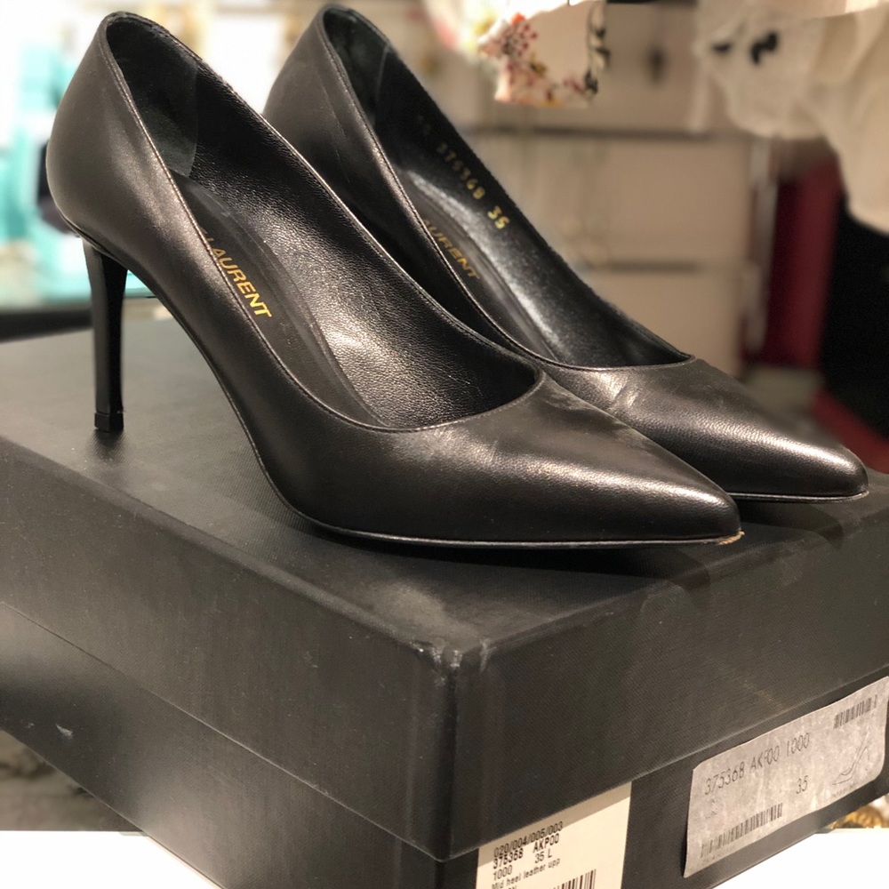 Saint Laurent Escarpin 80mmPump Black Leather 35